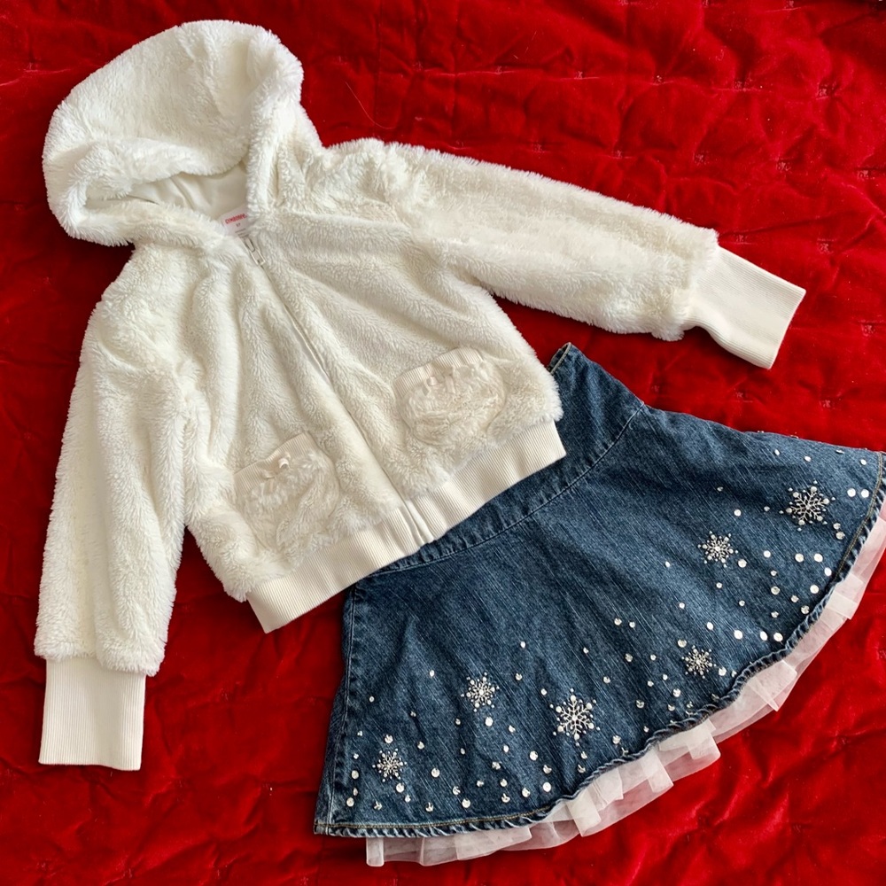 Gymboree snowflake skirt hoodie set girl 5